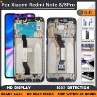 สำหรับ XIAOMI R Edmi หมายเหตุ8 R Edmi หมายเหตุ8 Pro เดิมประกอบหน้าจอแอลซีดีด้วยกรณีด้านหน้าสีดำสีฟ้าสีเงินสีเขียว