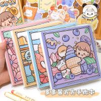 Kawaii Girls Square Notebook Cartoon Hand Account Mini Portable Pocket Notebook Monthly Weekly Daily Planner Study Memo Pads