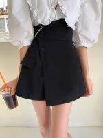 CX 2021 New Summer Women Design Feels Irregular Fashion Short High Waist Wide Leg Fake Pocket Buttons Trends Short Skirt