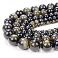 Natural Golden Obsidian Stone Beads Strand  6 mm 8mm 10 mm 12 mm Round Bead 42 cm long strand available