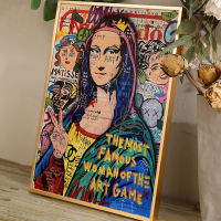 Mona Lisa Photo Frame Street Graffiti Art Posters and Prints Funny Canvas Art Picture for Living Room Wall Decoration Frame