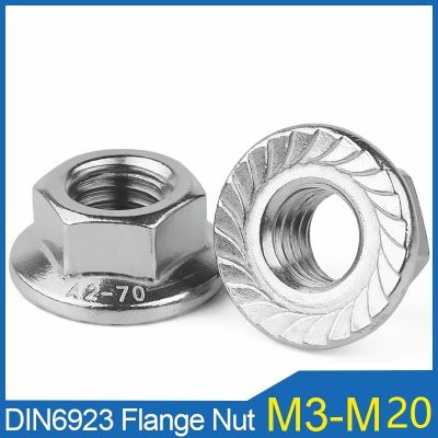 304 Stainless Steel Hexagon Flange Nut M3 M4 M5 M6 M8 M10 M12 M20 Flange Lock Nuts Anti Slip Self-Locking Nut With Tooth DIN6923