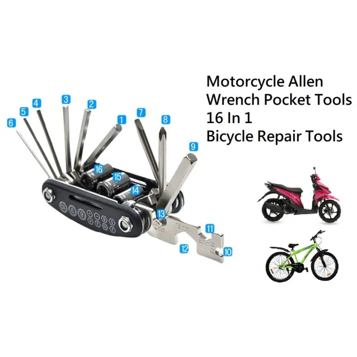Motorcycle / Bicycle Allen Wrench Pocket Tools Set 16 In 1 Lazada PH