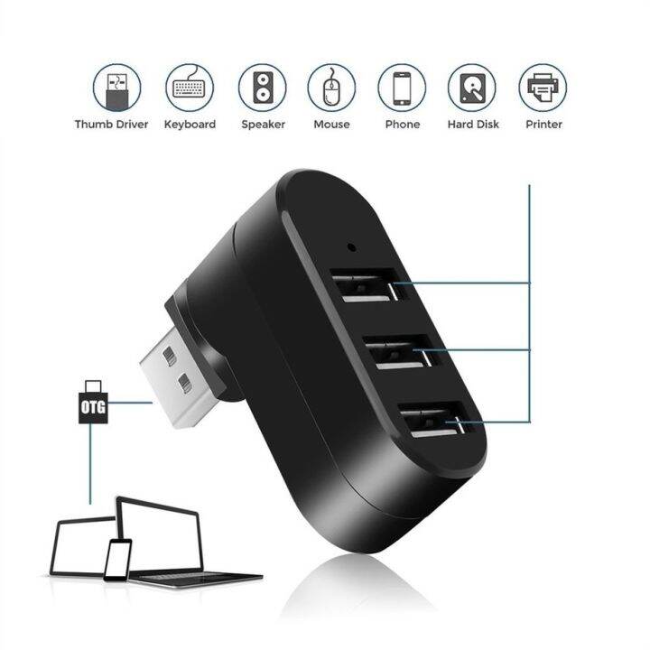 ฮับ-usb-2-0แบบ3พอร์ตจุดรวมยูเอสบีขนาดเล็กตัวแยกแบบหมุนความเร็วสูงอะแดปเตอร์สำหรับแล็ปท็อปโน้ตบุ๊คสำหรับคอมพิวเตอร์พีซีอุปกรณ์เสริม