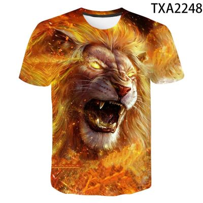 3D-printed lion pattern, summer mens short sleeve 3D T-shirt, comfortable and breathable 8