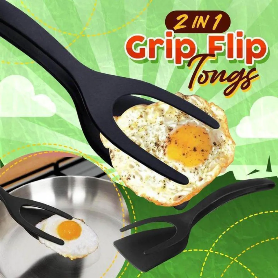 2 in 1 Non Stick Grip Flipper Pancake Fried Egg Spatula Clamp