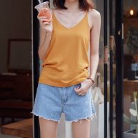 【มีไซส์ใหญ่】Plus Size V-neck Knitted Summer Camisoles Oversized Sim Ladies Vintage Tanks