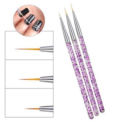 3Pcs Nail Art Liner Brushes Manicure Nail Art Brush Pen Precisely Position Reusable UV Gel Painting Acrylic Liner Brushes