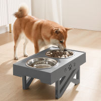 Adjustable Dog Bowls Double Elevated Feeder Pet Feeding Raise Cat Food Water Bowls with Stand Stainless Steel Lift Tabel for Dog