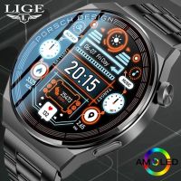 LIGE New Smart Watch Men AMOLED 390*390 HD Screen Always Display Time Fitness celet Waterproof Stainless Steel Smartwatch Men