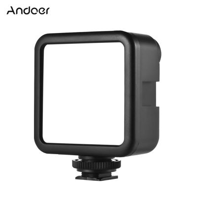 Andoer W49S แฟลชวิดีโอ LED ขนาดเล็ก5600K หรี่แสงได้5W บนกล้องแฟลชวิดีโอในตัวแบตเตอรี่ชาร์จซ้ำได้ Vlog สดสตรีมมิ่ง