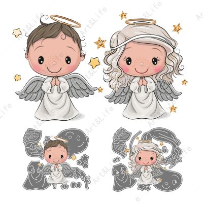 Cute Boy and Girl New Metal Cutting Dies Baby Angel With Wings Crafts Stencils for Scrapbooking Album Paper Cards Embossing Dies  Scrapbooking