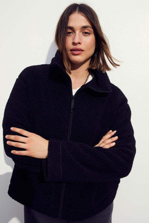 H&M - Teddy jacket - Black Dark | Lazada PH