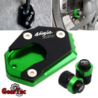 สำหรับ Kawasaki Ninja 650 Ninja650 2017-2022 2021 2020อุปกรณ์เสริมรถจักรยานยนต์ Kickstand ขาตั้งเครื่องขยาย Pad วาล์ว Caps