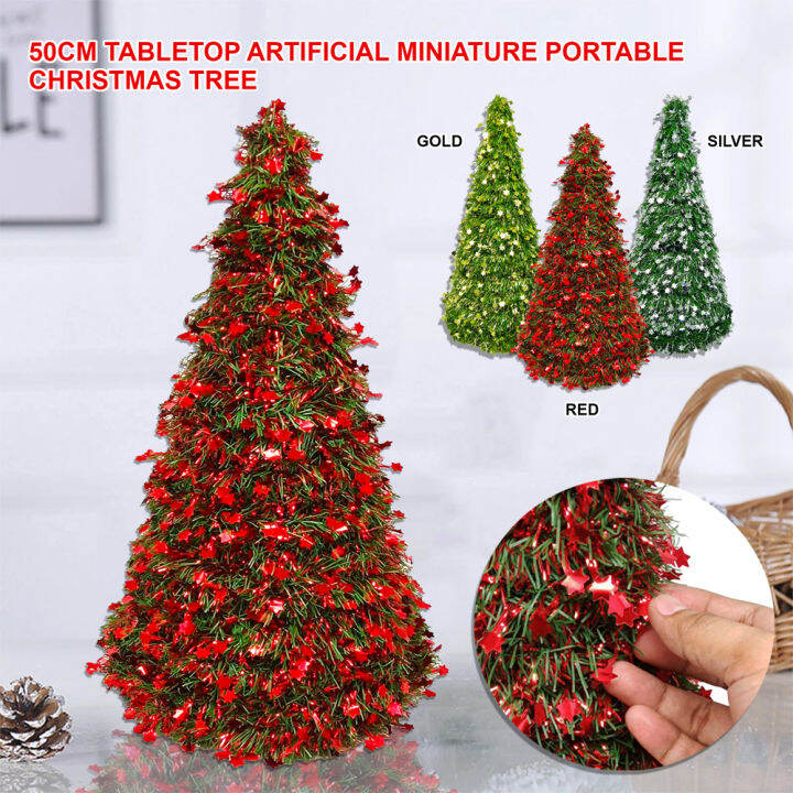 Ziyang 50cm Tabletop Artificial Miniature Portable Christmas Tree for Portable Christmas Tree