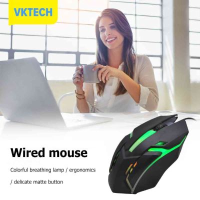 [Vktech] 120ซม. USB 5500Dpi 2ปุ่ม Led เมาส์แบบมีสาย Ergonomic Business Mouse อุปกรณ์เสริมสำหรับเกมสำนักงานสำหรับคอมพิวเตอร์แล็ปท็อป Pc