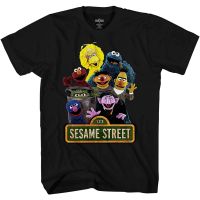 Cartoon Sesame Street（ELMO BIG BIRD  COOKIE MONSTERBERT ALICE） graphic cotton O-neck T-shirt for men