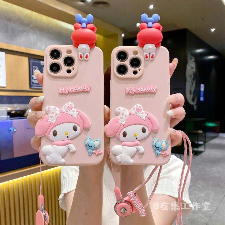 สายคล้องซิลิโคนนิ่มสำหรับ-iphone-11-12-13-14-pro-max-6s-7-8-plus-x-xr-xs-max-sanrio