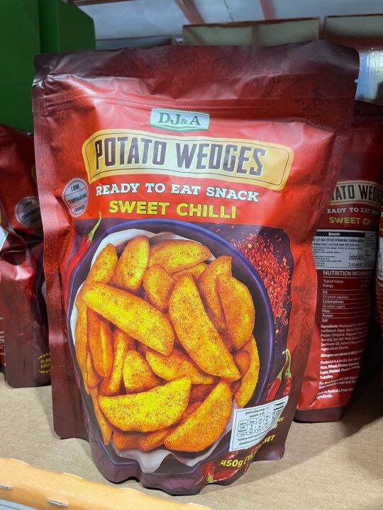 DJ&A Potato Wedges Sweet Chilli 450g. ดีเจแอนด์เอมันฝรั่งกรอบรสพริกหวาน