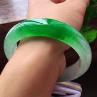 zheru jewelry natural light green two-color Burmese jadeite 54mm-64mm celet elegant princess jewelry best gift for mother to