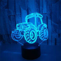 3D Night Light รถแทรกเตอร์รูปร่าง USB Charge Touch Switch โคมไฟ7เด็กที่มีสีสัน Night Light Hot Drop Ship Novelty Gifts