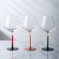 【CW】☍▤♦  and Bow Tie Burgundy Wine Glass Pot Belly Luxury Lead-free Color Original Goblet