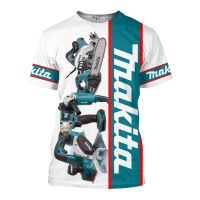 เสื้อยืดแฟชั่น Makita สำหรับผู้ชายพิมพ์ลาย3d,เสื้อยืดแขนสั้นลำลองคอกลมผ้าโพลีเอสเตอร์ทรงหลวมสำหรับฤดูร้อน