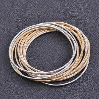 Gold Silver 1.7mm Stainless Steel Guitar String Dainty Springs Stretchy Bracelets Set Men Women Custom Unique Jewelry Wholesale