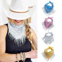 【CW】 55x55cm Exquisite Turban for rhinestone Disco Bandana with Fringe Headscarf Embellished Dropshipping