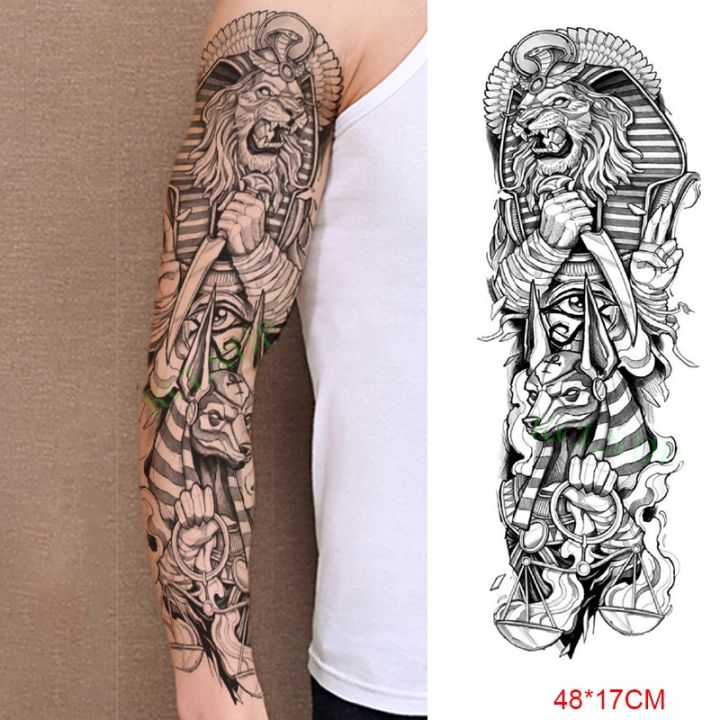 hot-dt-temporary-sticker-anubis-ancient-egypt-greece-arm-fake-tatto-flash-tatoo-sleeve-for-men