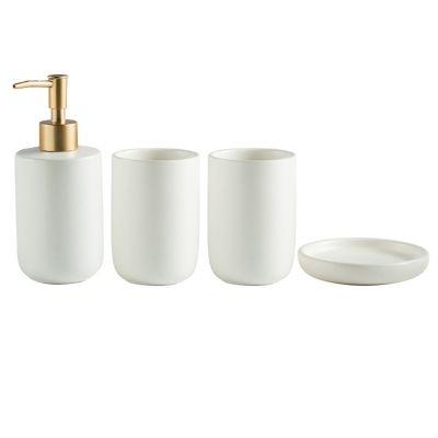 Simple Solid Color Ceramic Bathroom Four-Piece Wash Set Bathroom Mouthwash Cup Toothbrush Cup Set