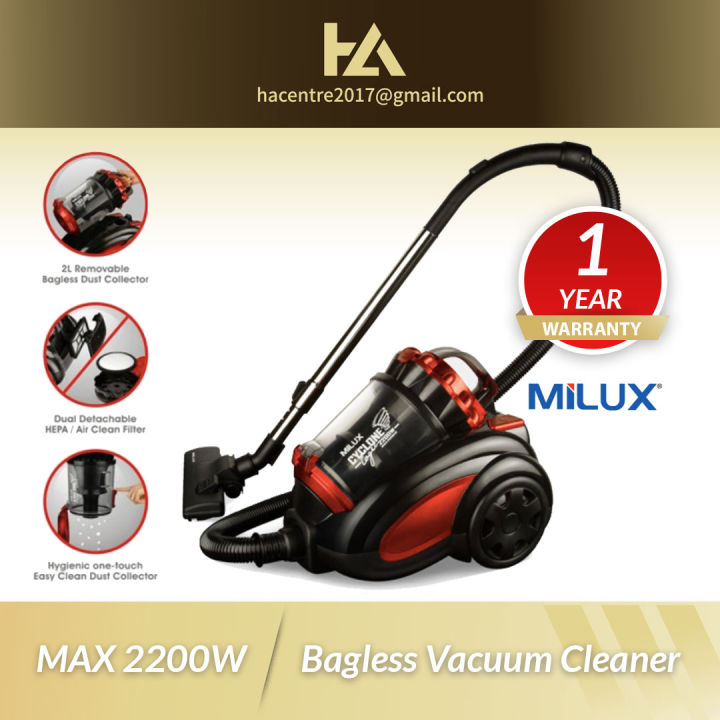 Bagless Cyclonic Cyclone Vaccum Cleaner Powerful 2200W HEPA Filter Vacuum  Black