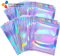 【cw】50pcs Smell Proof Bags Foil Mylar Ziplock Bags Aluminum Foil Bags Flat Metallic Mylar Holographic Food Storage Bags Pouchhot