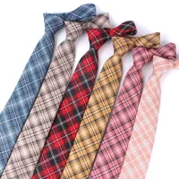 Red Plaid Ties For Men Skinny Men Neck Tie For Wedding Business Casual Check Neckties Classic Suits Slim Neck Ties Gravatas