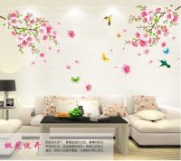 ขายร้อนซากุระดอกไม้สติ๊กเกอร์ติดผนังพื้นหลังทีวีตกแต่งห้อง9158 Diy Home Decals ภาพจิตรกรรมฝาผนังที่ถอดออกได้ Art พิมพ์โปสเตอร์3.5