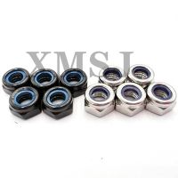 ◙ 2/5/10/25pcs M2 M2.5 M3 M3.5 M4 M5 M6 M8 M10 M12 M16 304 Stainless Steel Black Nylock Nut Locknut Hex Nylon Insert Self Lock Nut