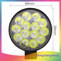 dongchengdianzi ไฟสปอตไลท์ LED 14จุดกลมไฟตัดหมอกรถบรรทุกรถแทรกเตอร์ SUV ATV ขนาด1x42W