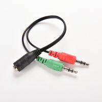 UNI 3.5MM FEMALE TO 2 dual MALE JACK plug ชุดหูฟังสเตอริโอ MIC Splitter CABLE