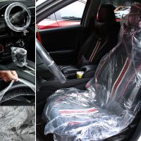 【Two dog sells cars】   10Pcs Universal Car Steering Wheel Cover Seat Cover Car Lever Cover For Disposable Plastic Covers Car Accessories