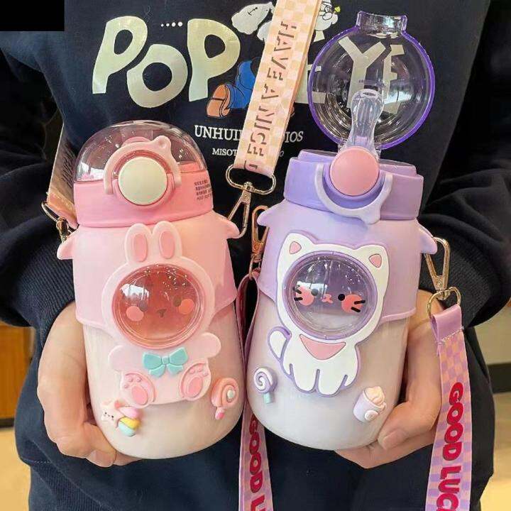 GRASP Cute Children Straw Portable Kawaii Travel Bottles Plastic Cup ...