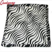 【LZ】▼﹍■  Lenço de seda quadrado e pequeno lenço zebra preto de 50cm lenço bandana