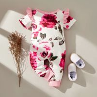 0-18 Months Newborn Baby Girl Romper Floral Short Fly Sleeve Jumpsuit Fashion Cute Toddler Baby Girl Bodysuit Summer Outfit