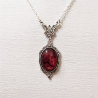 Gothic Vintage Red Quartz Crystal Necklace Butterfly Necklace Vampire Embossed Witch Jewelry Accessories Vintage Chokers Fashion Chain Necklaces