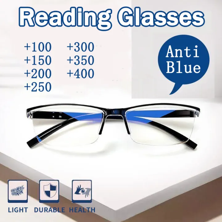 AntiBlue Reading Glasses Men Women Ultralight Half Rim Reading Glasses