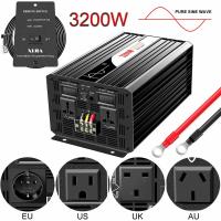 เครื่องแปลงไฟโซลาร์เซลล์บริสุทธิ์3200W 3000W แบรนด์ใหม่ DC 12V 24V 48V เป็น AC 110V 220V จอแสดงผลดิจิตอลรับประกัน