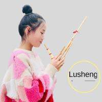 เครื่องดนตรีหกท่อทำด้วยมือเครื่องดนตรีจีนดั้งเดิม Lusheng อุปกรณ์ประกอบเวทีสำหรับเด็ก