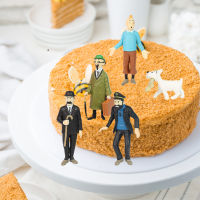 Microgood 6Pcs The Adventures Of Tintin Action Figure น่ารัก PVC Solid รุ่น Miniature Figurine เค้กตกแต่งสะสมภาพยนตร์การ์ตูน Explorers Tintin Thomson รูปวันเกิดของขวัญ6Pcs ปลอดภัยอะนิเมะ