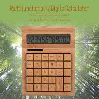 มัลติฟังก์ชั่ไม้ไผ่เครื่องคิดเลขอิเล็กทรอนิกส์ COUNTER 12 หลักพลังงานแสงอาทิตย์และแบตเตอรี่ Dual สำหรับโรงเรียนโฮมออฟฟิศ Retail Store - INTL