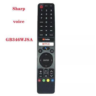 ใหม่ GB346WJSA SHARP Voice รีโมทคอนล Netflix YouTube ใช้งานร่วมกับทีวีรุ่น GB326WJSA GB345WJSA แทนที่ G wjsa GB275WJSA GB139WJN1 g wjsa g WJS vpcg WJ