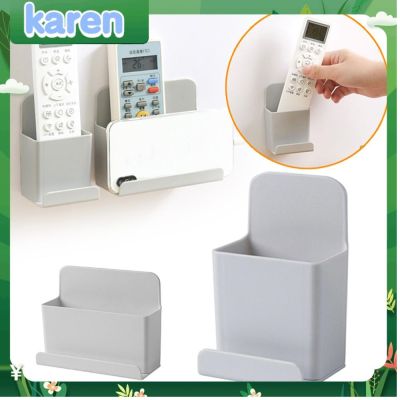 KAREN Punch Free Air Conditioner Storage Box Sticky Adhesive Hanger TV Remote Control Organizer Container Home Decor Mobile Phone Plug Holder Stand Rack Case Wall Mounted